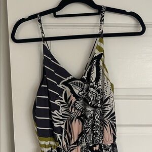 Topshop Floral Striped Spaghetti Strap Jumpsuit size 6